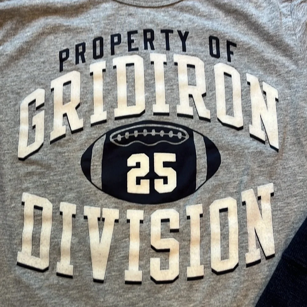 “Gridiron” Flocked Graphic Double Sleeve Tee